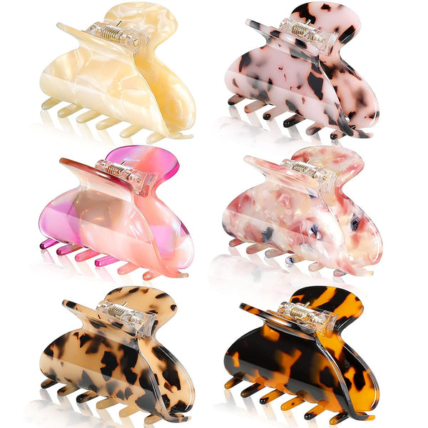 WILLBOND 6 Pieces Medium Hair Claw Clips for Thin Hair, 2.6 Inch Tortoise Shell Clip Banana Jaw Hairpin Barrettes for