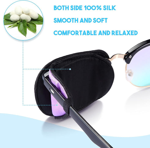 8 Pieces Silk Eye Patch, Soft Eye Patch Single Eye Patch for Adults Kids Glasses