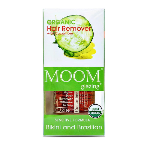 MOOM Organic Brazilian & Bikini Wax Kit, Hair Removal Glaze with Cucumber & Green Tea, Ideal for Sensitive Skin,