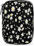Skerhhux Flower Chrysanthemum Black Pill Case Travel Pill Organizer Weekly 7 Day Portable