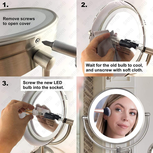 LED Makeup Mirror Bulb Replacement, Lighted Magnification Mirror for Vanity Makeup, 4W Equivalent to 40W Incandescent
