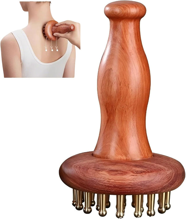 QZAVIRE 29-Teeth Copper Copper Head Massage Comb for Body and Scalp, Brass Body