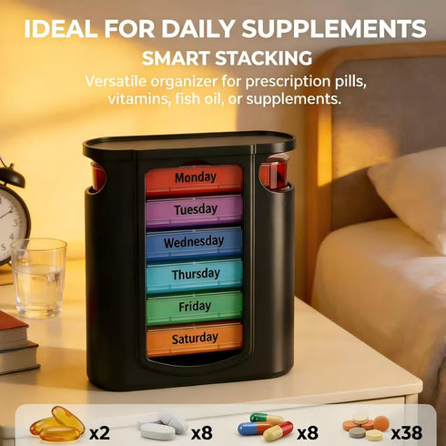 Vunpok Organize,7 4 7 Weekly Pill Day Pill Organizr Times a Day Medication Reminder, Medicine Organizer with Individual