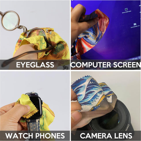 Pack 8PCS Glasses Cleaning Cloth, Family Microfiber Eye Glass Clean Cloths Cleaner Keychain for Eyeglasses, Eyeglasses