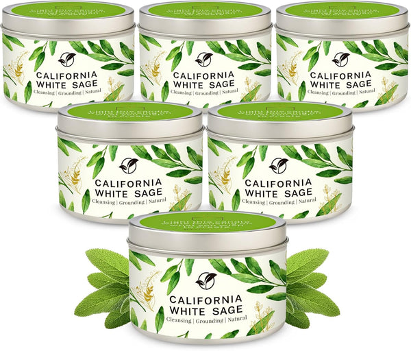 Sage Candle Gift Set, 6-Pack 6oz Natural Soy Wax Aromatherapy Scented Candles,