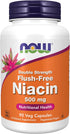 NOW Supplements, Niacin (Vitamin B-3) 500 mg - Flush-Free, Double Strength, Nutritional Health, 90 Veg Capsules