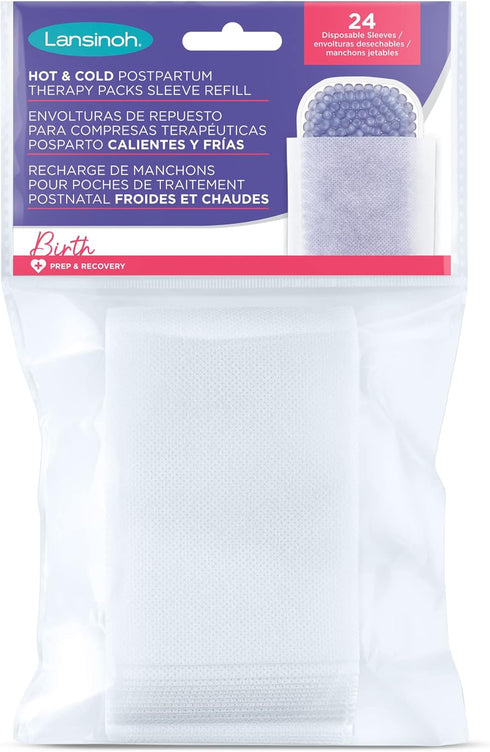 Lansinoh Hot & Cold Postpartum Therapy Packs, Disposable Sleeve Refill, 24 Count