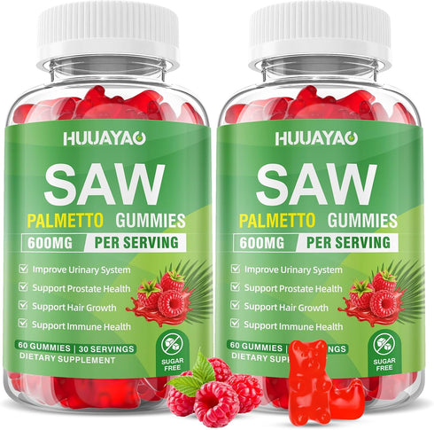 Saw Palmetto Gummies 600mg Saw Palmetto Supplement with Pumpkin Seed Oil, Biotin,