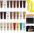 Wood Furniture Repair Kit and Filler Set of 50 with Brushes, Plastic Scraper, 24 Colors for Stains, Scratches, Tables