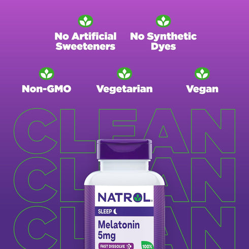 Natrol Sleep Melatonin 5mg Fast Dissolve Tablets - 200 Strawberry-Flavored Tablets, Nighttime Sleep Aid for Adults