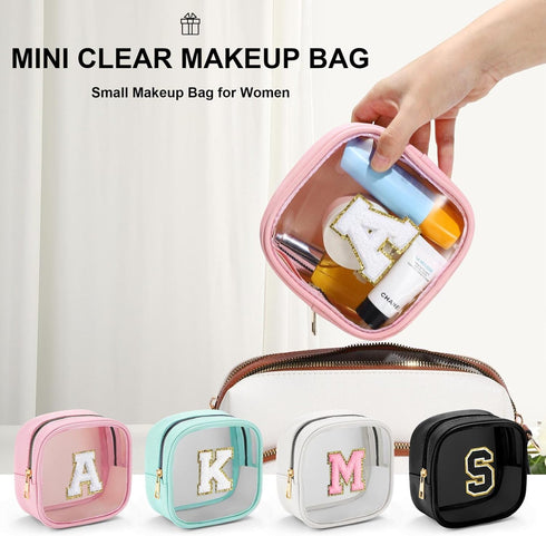 Mini Makeup Bag, Clear Toiletry Case, Portable Make Up Organizer, Small Cosmetic Bag for Purse, Best Friend Gifts, Pink