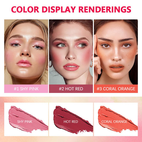 Multi-Use Makeup Blush Stick, Cream Blush for Cheek, Eyes & Lips, Waterproof Natural Nude Makeup (1#Shy Pink)