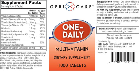 GeriCare One-Daily Multi-Vitamin Tablets Dietary Suplement, 1000 Count (Pack of 1)