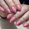 Press on Nails Short Almond French Tip Fake Nails, Pink Full Cover Floral False Nails with White Star Designs