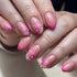 Press on Nails Short Almond French Tip Fake Nails, Pink Full Cover Floral False Nails with White Star Designs