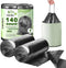 YUFDA 140 Count Small Trash Bags, 4 Gallon Drawstring, Black Bathroom Garbage Bags