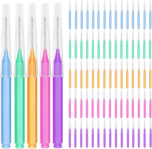 EasyHonor Braces Brush - Cleaner Interdental Toothpick Dental Flossing Head Oral Hygiene Tool (5 Colors, 75pcs)