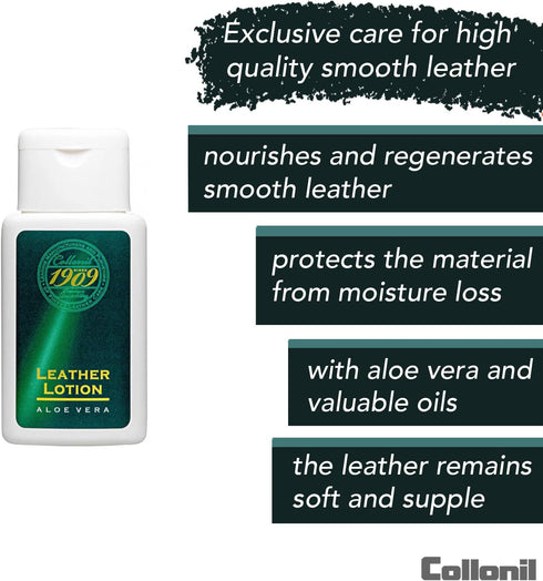 Collonil 1909 Leather Lotion 3.38 Fl Oz - Exclusive Care for Smooth Leather with Aloe Vera & Oils