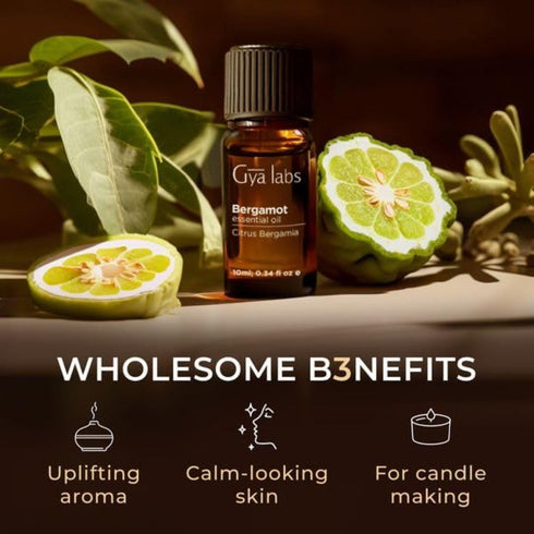 Gya Labs Bergamot Essential Oil - 100% Pure Natural Aromatherapy Oil for Mood Uplift, Skin Soothing - 0.34 fl oz