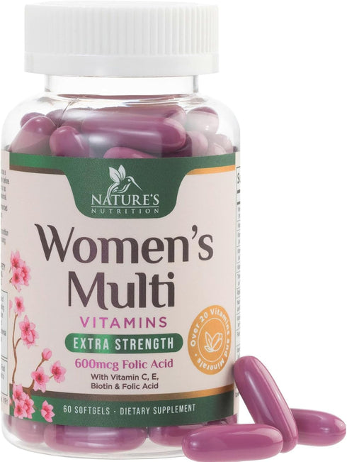 Multivitamin for Women - Essential Daily Womens Multivitamins with Calcium, Folic Acid,