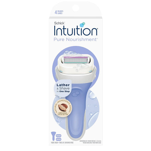 Schick Intuition Pure Nourishment Razors for Women | 1 Razor & 2 Refill Blades with Organic Cocoa Butter