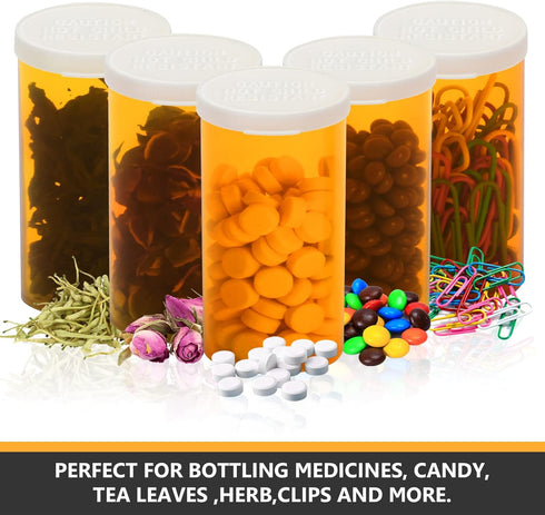 Empty Plastic Pill Bottles with Easy Open Caps (Not Child Resistant), Clear Containers for Prescription Medication