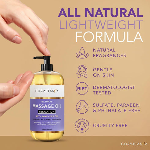 Lavender Relaxation Massage Oil with Roller Ball - 100% Natural Blend for Calming, Soothing Massage Therapy