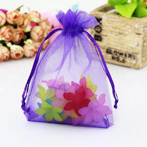 4x6 Inch Organza Gift Bags with Drawstring, 100 Pcs Purple Sachet for Jewelry, Candy, Baby Shower, Party Favors