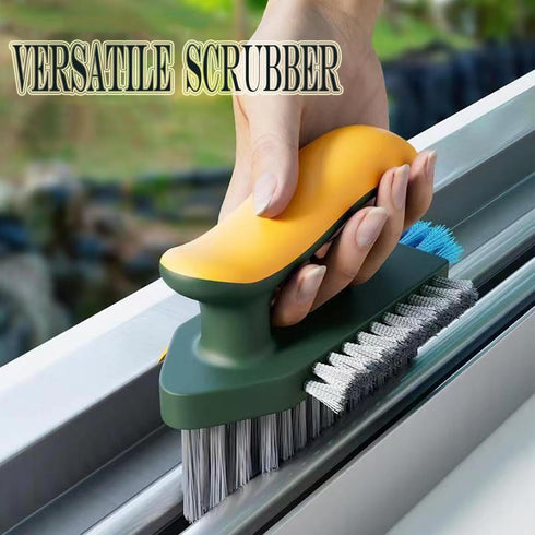 4-in-1 Grout Brush with Squeegee, Heavy-Duty Scrub Brushes for Bathroom & Kitchen Cleaning, Green