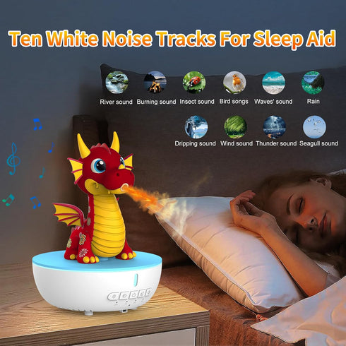 LUCYLANKER 200ML 10 Aromatherapy Dragon Humidifier, Essential Oil Diffuser with Remote & Timer, White Noise Machine