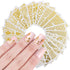 KISSBUTY Metallic Flowers & Vine Nail Decals, 20 Sheets 3D Flower Lace Adhesive Stickers, Gold Floral Nail Decor