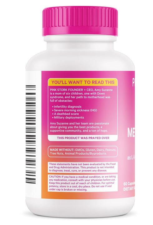 Pink Stork Folate: Methyl Folate, Natural Form of Folic Acid for Pregnancy, 60 Capsules