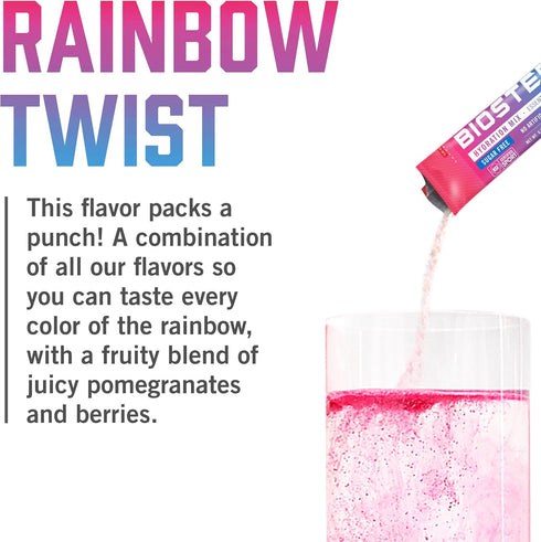 BioSteel Sports Hydration Mix, Sugar-Free with Essential Electrolytes, Rainbow Twist, 24 Single Serving Packets