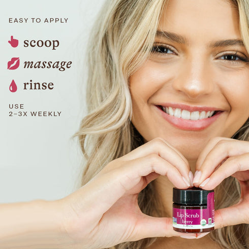 USDA Organic Lip Scrub Berry - Natural Ingredients, Moisturizing Exfoliator for Dry Lips, Small Beauty Gifts