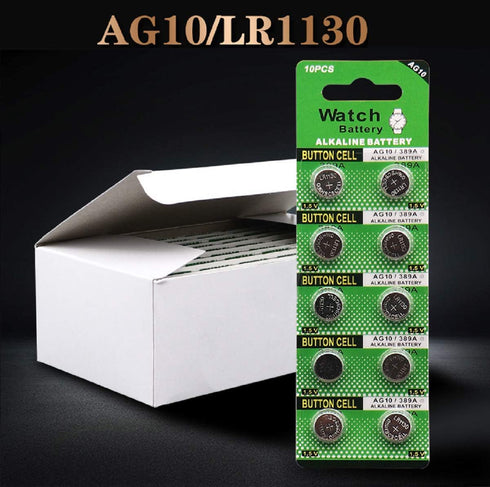 Cotchear 10pcs AG10 Alkaline Battery 1.5V 189 389 LR1130 LR54 V10GA Button Coin Cell Batteries