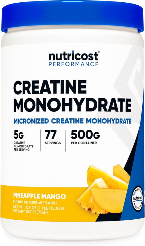 Nutricost Creatine Monohydrate Powder, Pineapple Mango, 500 Gram, Vegan, Non-GMO