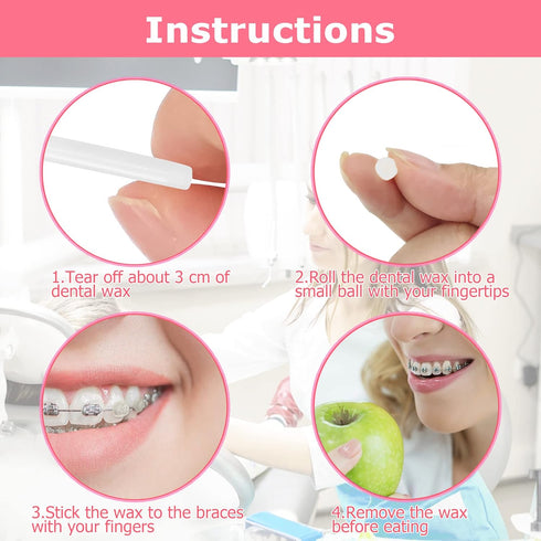 Orthodontic Wax for Braces, Safe Food Grade Dental Care Wax for Retainer Wearers (6 Pcs)