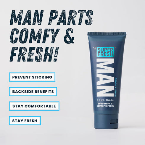 Super Fresh Ball Deodorant Lotion for Men, Groin Butt and Body Hygiene Cream, Aluminum Free Daily Freshness