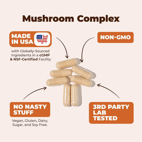 10-in-1 Mushroom Powder Supplement - Lion’s Mane, Reishi, Cordyceps, Chaga & more, 60 Turkey Tail Capsules