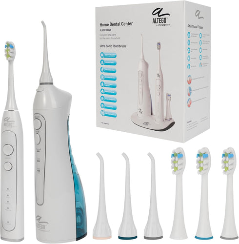 Altego Ultra Sonic Electric Toothbrush for Adults, Dental Oral Irrigator Water Flosser Cordless Combo Set,