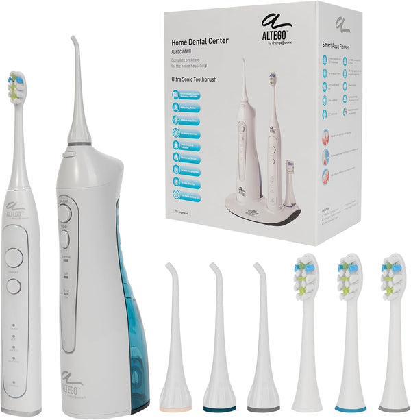 Altego Ultra Sonic Electric Toothbrush for Adults, Dental Oral Irrigator Water Flosser Cordless Combo Set,