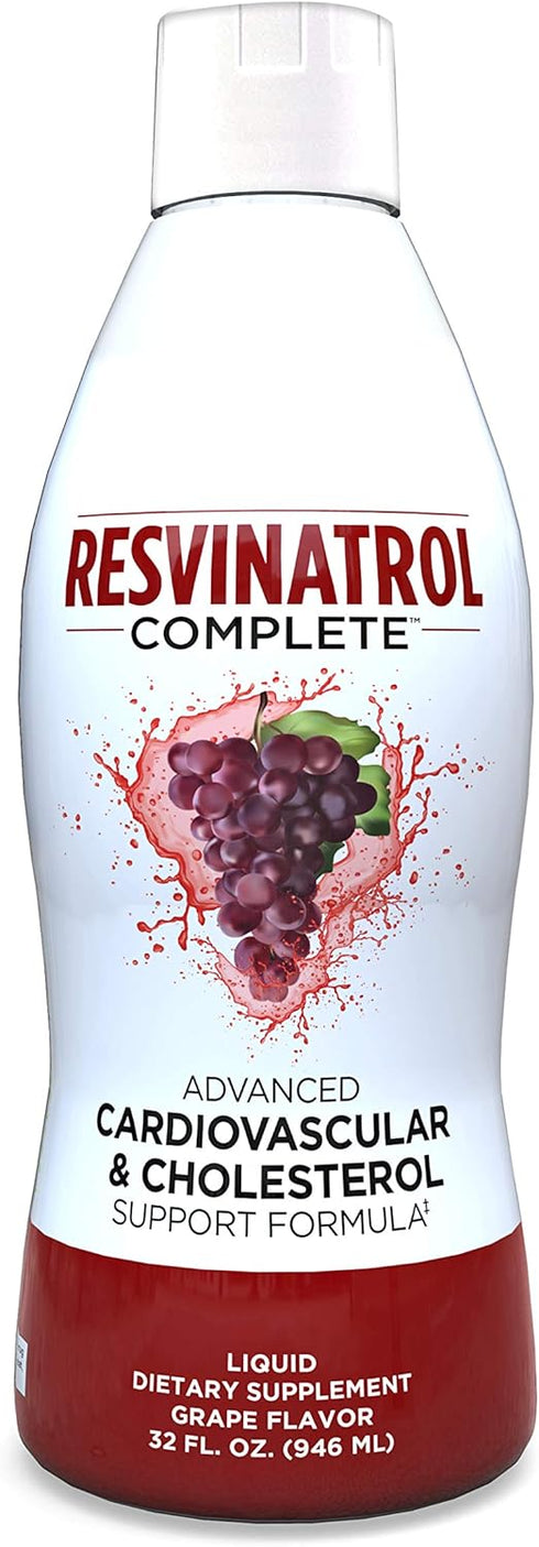 32 Fl. Oz. Advanced Liquid Cardiovascular & Cholesterol Support Formula - Liquid Resveratrol Supplement for Healthy
