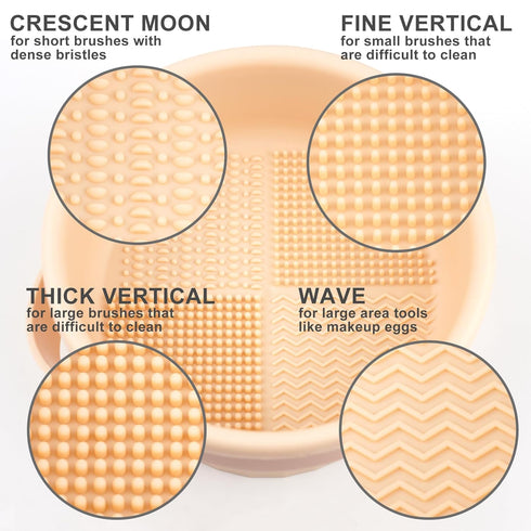 Makeup Brush Cleaner Mat, 3 in 1 Silicone Cleaning Bowl with Drying Holder, Scrubber Tool for Brushes