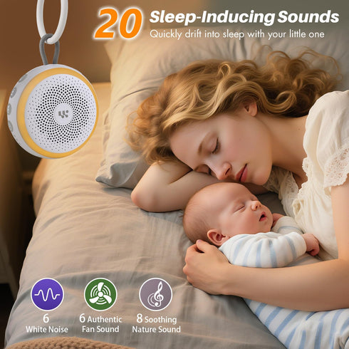 WorWoder 20 White Noise Machine - Portable Sound Machine for Baby Adult, Non-looping Soothing Sound, Noise Canceling