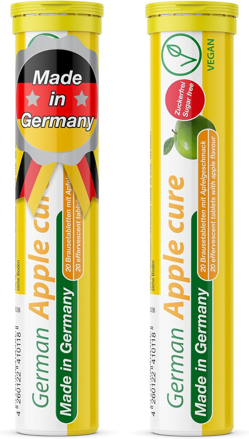 T&D German Apple Cure - 40 Vegan Drink Effervescent Tablets - Apple Flavor