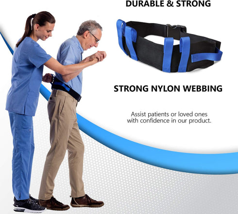 NYOrtho Gait Belt (275lbs) - Transfer Belt with 6 Heavy Handles, Adjustable 28” to 55”