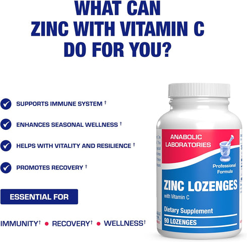 Zinc Lozenges with Vitamin C for Immune Support, 90 Count, Tasty Orange Flavor