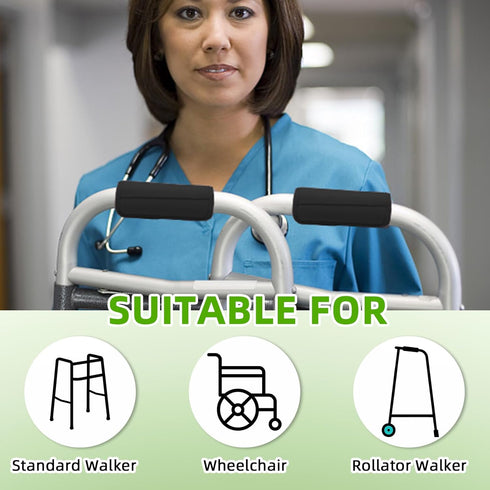 Update Walker Grip Covers Pads - Soft Cushion Padding for Rolling Wheelchair, Walker, Rollator Handle, Moisture Wicking