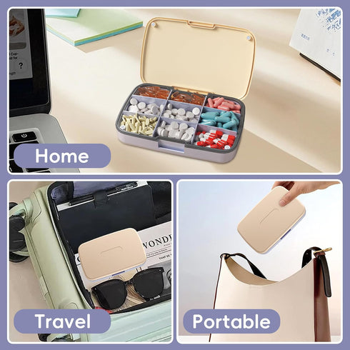 Hostda 9-Compartment Magnetic Pill Organizer - Daily Pill Case with Adjustable Compartments, Waterproof Silicone Seal