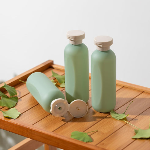 6.7oz Travel Shampoo Bottle, Empty Plastic Squeeze Bottles with Flip Cap, 4PCS Lotion Container, Green